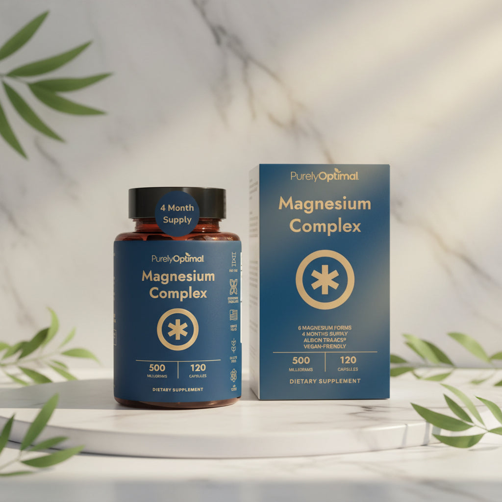 Magnesium Complex - 6 Forms Magnesium Glycinate, Citrate & Malate - Sleep Support, Stress Relief, Muscles, Heart Health & Relaxation - Magnesium Supplement for Women & Men, 120 Caps
