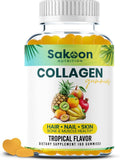 Halal Collagen Gummies for Women and Men - anti Aging, Hair Growth, Skin Care & Strong Nails Protein Collagen Supplements - Non-Gmo, Gluten Free - Made in USA