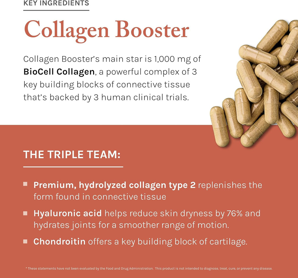 Reserveage Beauty Collagen Booster - Supplement for Skincare & Joint Health - Supports Healthy Collagen Production for Women - 60 Capsules (30 Servings)