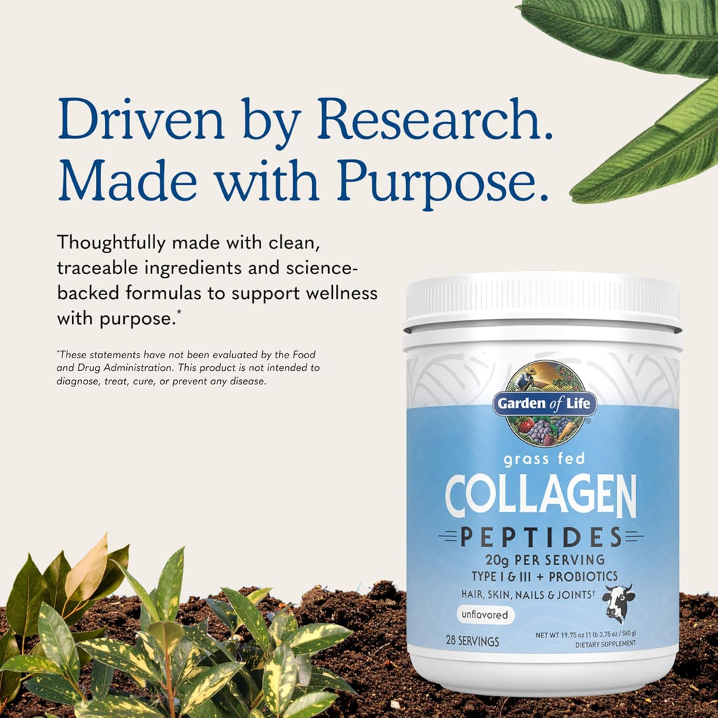 Grass Fed Collagen Peptides Powder Unflavored Collagen Powder for Hair Skin Nails Joints, Hydrolyzed Collagen Protein Supplements, Collagen for Women & Men, 28 Servings