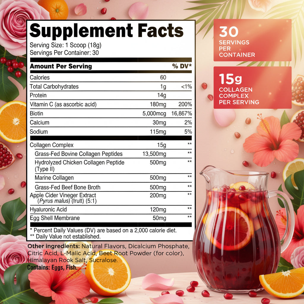 Beauty Collagen (30 Servings) Fruit Punch - Hair, Skin, & Nails Formula