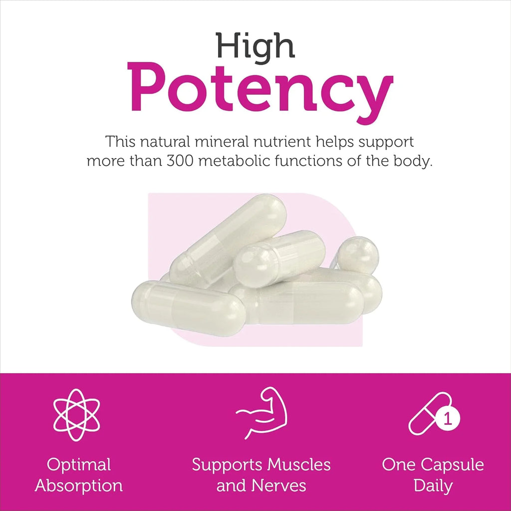 Magnesium Citrate 200 Mg Capsules, Advanced Magnesium Supplements for Muscle & Nerve Health, Bioactive Magnesium, 250 Capsules