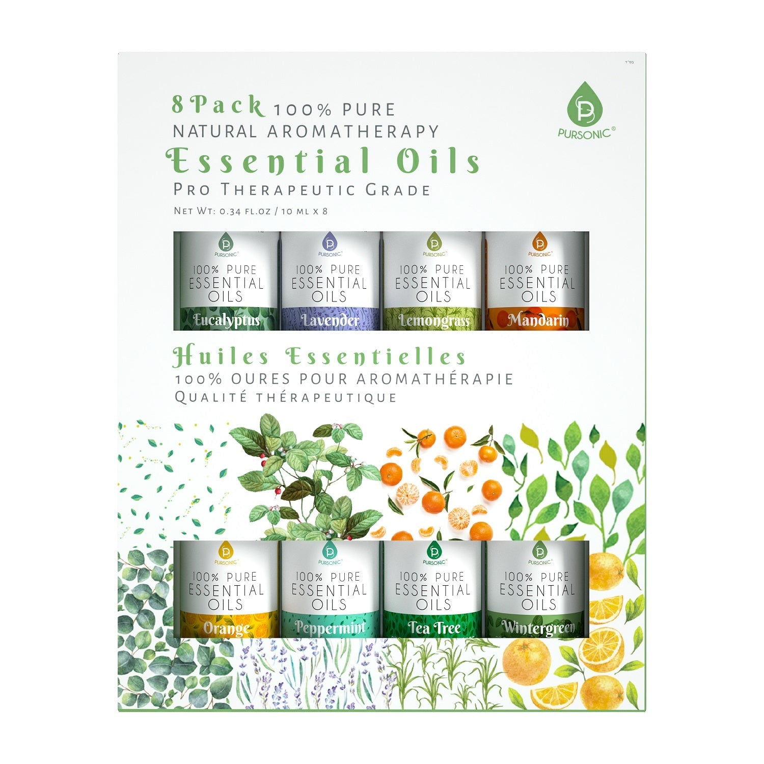 100% Pure Essential Aromatherapy Oils 8PCK