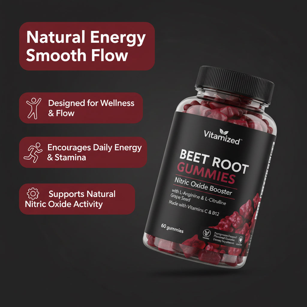 VITAMIZED Beet Root Gummies - Nitric Oxide Booster | Energy, Blood & Oxygen Support