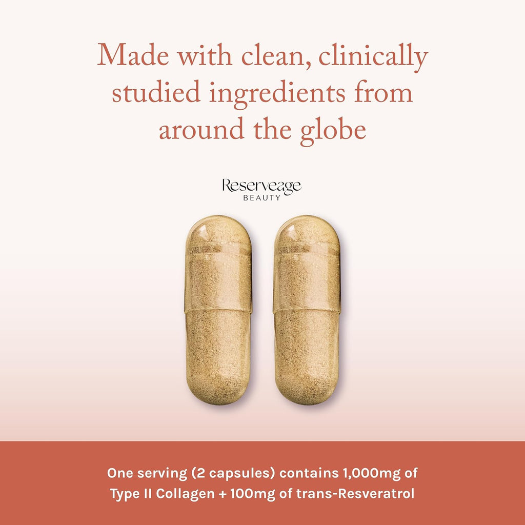 Reserveage Beauty Collagen Booster - Supplement for Skincare & Joint Health - Supports Healthy Collagen Production for Women - 60 Capsules (30 Servings)