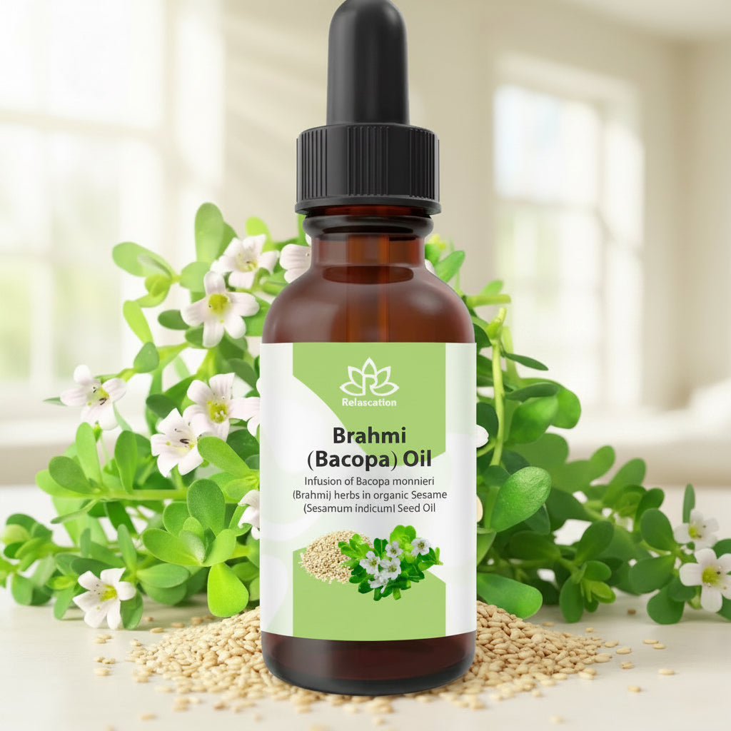 Brahmi (Bacopa Monnieri) Oil, Cold-Pressed Ayurvedic Hair & Scalp Oil, 1 Fl Oz