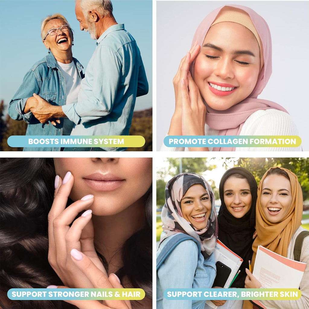 Halal Collagen Gummies for Women and Men - anti Aging, Hair Growth, Skin Care & Strong Nails Protein Collagen Supplements - Non-Gmo, Gluten Free - Made in USA