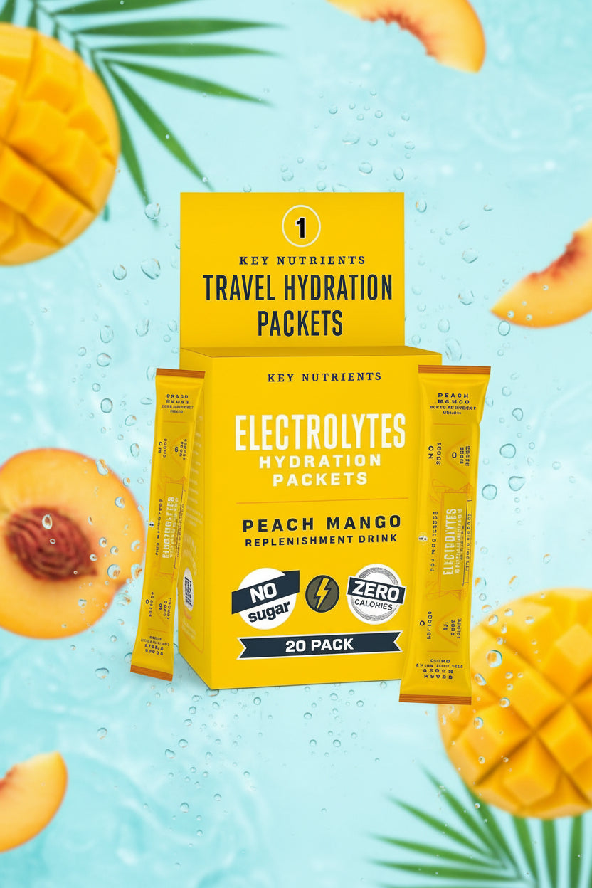 Electrolytes Powder Packets - Tropical Peach Mango 20 Pack Hydration Packets - Travel Hydration Powder - No Sugar, No Calories, Gluten Free - Made in USA